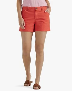 Lee donna rosso papavero leggendario vita media falegname corto 4" taglia 16 - Foto 1 di 9