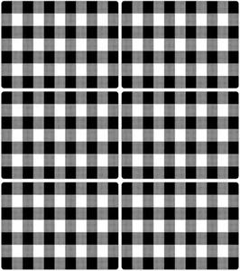 Black and White Plastic Placemats Set of 6 Check Plaid Large, Black, - Picture 1 of 6