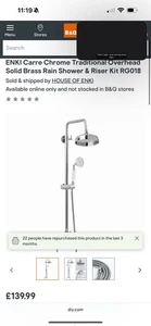 Dual Rigid Riser Rail Kit Carre Shower Pole 950mm Chrome Solid Brass ENKI RG063 - Picture 1 of 1