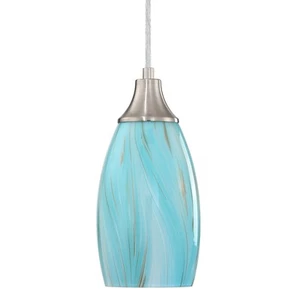 Mini Pendant Light,Handcrafted Art Glass Pendant Lighting Shade with Brushed ... - Picture 1 of 8