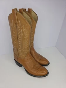 Vtg Black Label Tony Lama Womens Cowboy Boots Leather Toffee/Tan **See Desc.** - Picture 1 of 12
