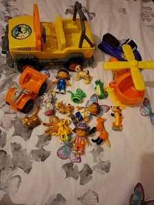Dora And Diego Toy Bundle Figures And Car, Helicopter. Including Animals - Picture 1 of 5