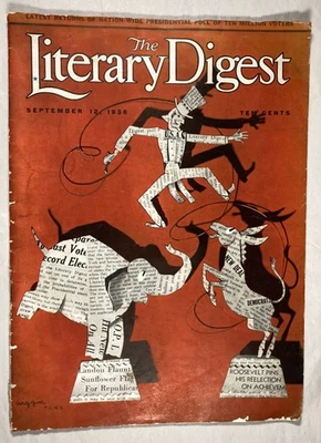 THE LITERARY DIGEST Sep 12, 1936. 1936 Presidential Election Cover. Vintage. - Image 1 of 4