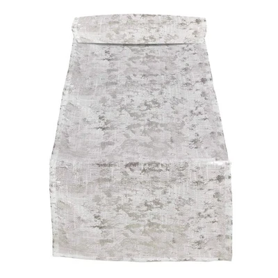 Bottega Collection Foil Print Design Table Runner, 15" x 72", Silver - Image 1 of 4