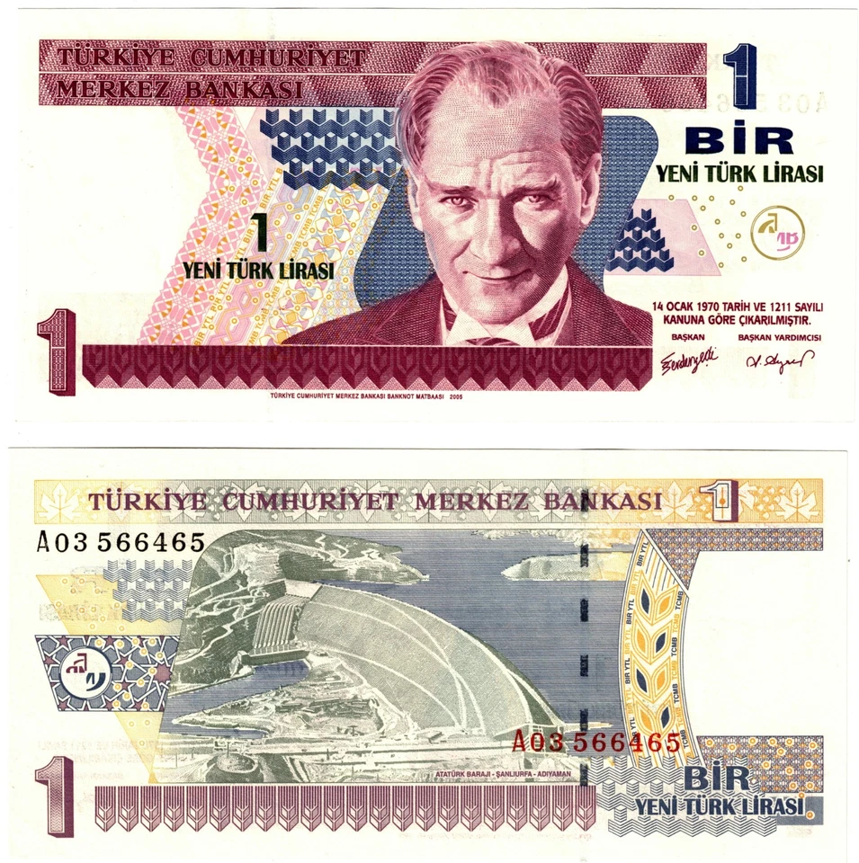 2005 Turkey Türkiye P216 1 New Turkish Lira Banknote UNC - Image 1 of 1