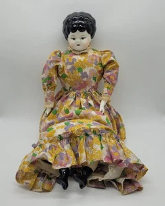 Vintage 22" Porcelain China Head Low Brow Doll Original Body and Clothes - Picture 1 of 17