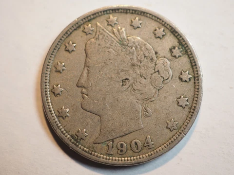 1904 LIBERTY HEAD 5 CENTS *(AKA V NICKEL)* - FREE SHIPPING! - A2285 Cover