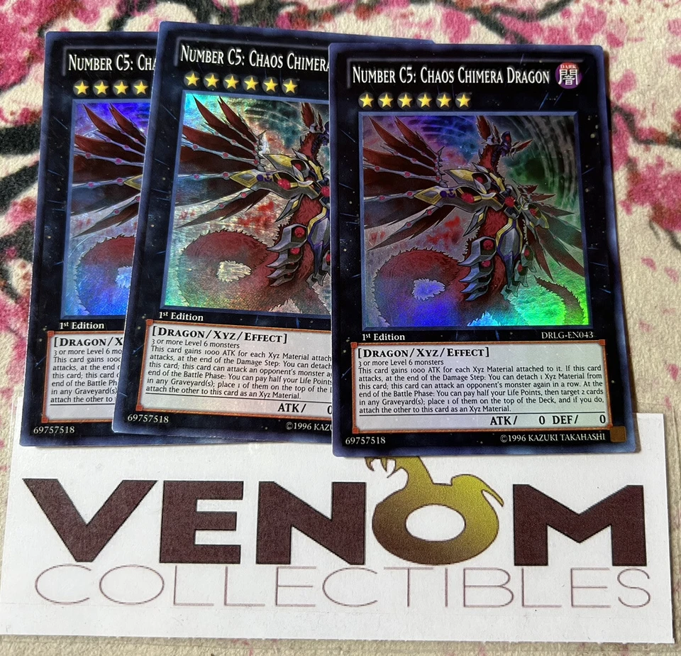 3x (M/NM) Number C5: Chaos Chimera Dragon DRLG-EN043 Super Rare 1st Ed. YuGiOh - Image 1 of 1