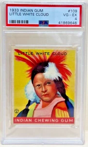 1933 Goudey Indian Gum Card #109 Little White Cloud PSA4 VG-EX - Picture 1 of 2