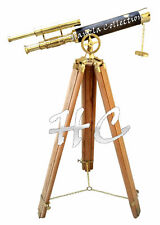 Marine Navy Brass Nautical Double Barrel Telescope 40" With Wooden Tripod Stand