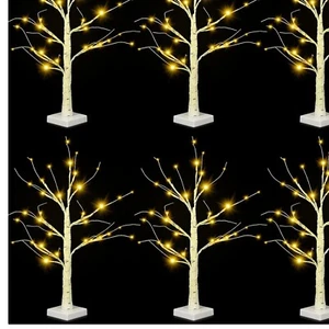 Battery-Powered White Birch Tree Set - 24 LED Lights for Table Centerpieces - Picture 1 of 9