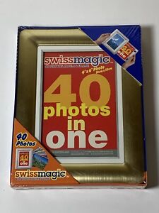 SWISS MAGIC 4”x 6” 40 Photos Album And Frame--Store 40 Photos In One-GOLD TONE