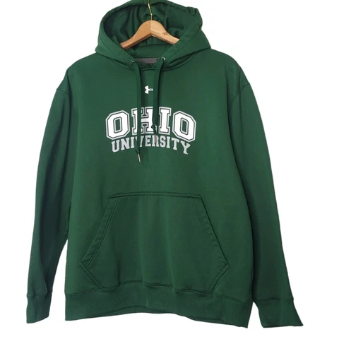 Ohio University Bobcats Under Armour Men Large Sweatshirt Green Pullover Hooded Cover