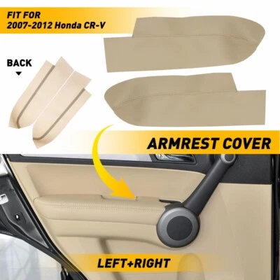 For 2007-2012 CR-V Honda CRV Leather Front Door Panels Armrest Cover Beige Tan - Image 1 of 4