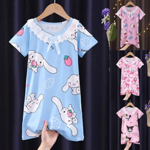 Kids Girl Nightdress Nightie Dress Kuromi Melody Cinnamoroll Pyjamas Nightwear- - Picture 1 of 10