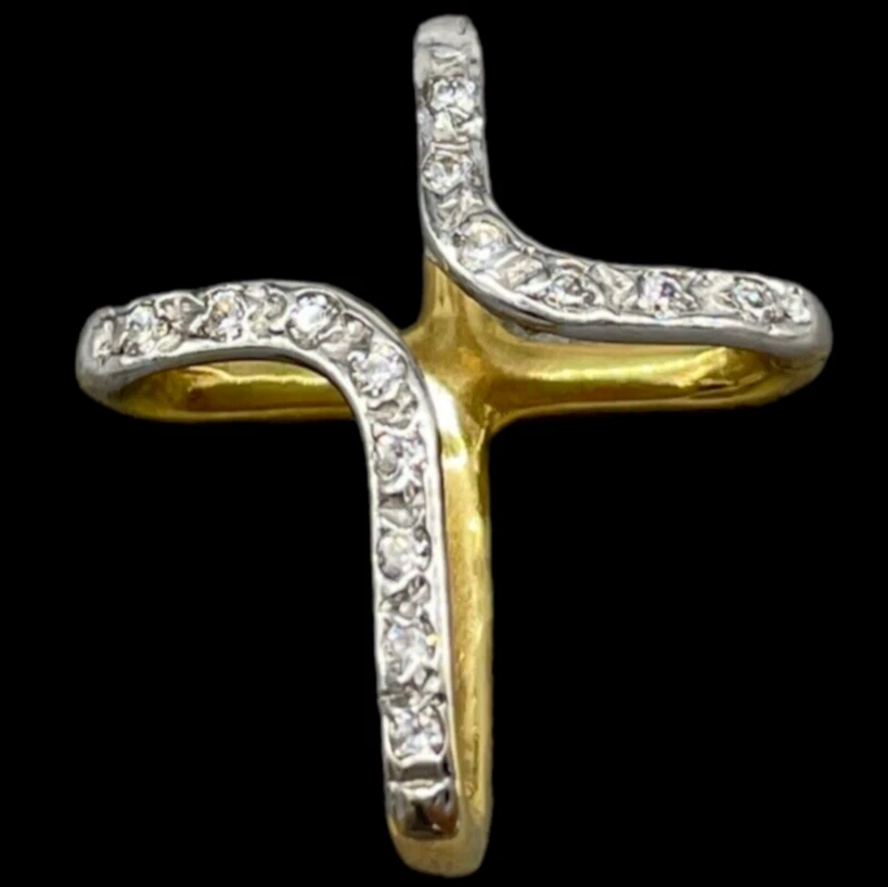 Croce in oro giallo 18kt carati nuovo ciondolo per collana uomo donna puntiluce. - Immagine 1 di 4