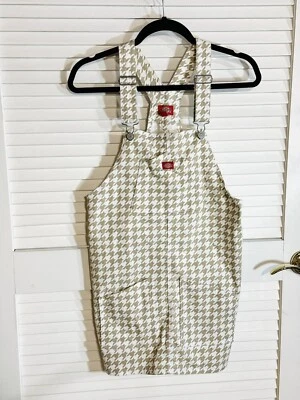Dickies Girls Size XL Tan Overall Dress Denim Houndstooth Jerry Leigh EUC - Image 1 of 4
