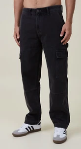 Cotton:On Men's Baggy Jeans Panel Cargo Garage Black Cotton On Size US 32 NEW - Picture 1 of 5