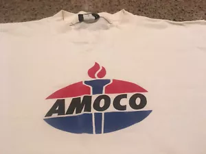 Vintage 1994 AMOCO LOGO t-shirt LARGE Hot Topic Salvage White - Picture 1 of 6