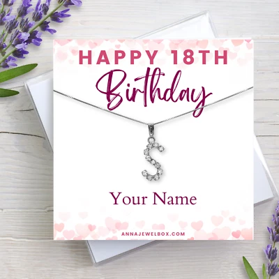 925 Sterling Silver Initial Letter Name Necklace Personalised 18th Birthday Gift - Image 1 of 4