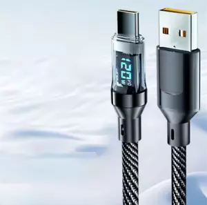 USB-A to Type-C Fast Charge Cable LED Digital Display Charging Cord 2m - Picture 1 of 10