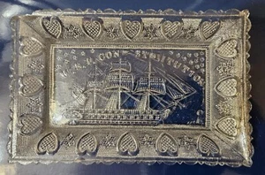 U.S.F. CONSTITUTION - EAPG - Pressed Glass Tray - Nautical - Navy - EX RARE - Picture 1 of 2