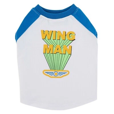 Camisa de béisbol WING MAN para perro - L o XL - blanca/azul - BFF - Top Paw - Nueva con etiquetas Foto 1 de 3