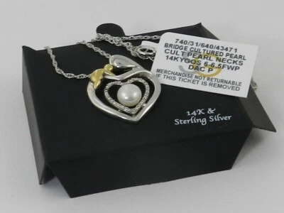 Collar corazón madre e hijo MACY'S perlas cultivadas de agua dulce y diamantes Foto 1 de 4