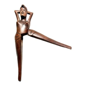 Vtg 1950’s Wood Nude Woman Nutcracker Handmade Perfect For Thanksgiving 13.75” - Picture 1 of 7