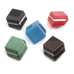 Lot (5) Vintage Czech Cubist hexagon glass buttons with silver lustre 19mm - Picture 1 of 3