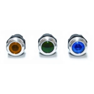 Motorsport 17mm Warning Light Aluminium Bezel 3Pk - Amber, Green and Blue - Picture 1 of 3