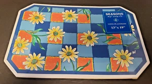 Set 4 Kitchen Vinyl Placemats 13"x19" Yellow Flowers Foam Backed New Sealed - Picture 1 of 2