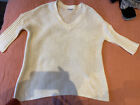 Noisy May Cream Long Oversized CABLE Knitted Jumper Size MEDIUM/SMALL V Neck