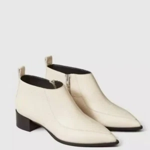 Everlane The Boss Bootie Bone White Pointed Leather Boots Size 6 - Picture 1 of 6