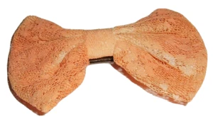 Vintage Bow Barrette 80s Orange Lace floral Boho Hair cottage rockabilly retro - Picture 1 of 4