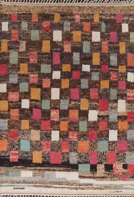 Checked Modern Moroccan Oriental Area Rug Hand-knotted Wool Living Room 8'x11' - Image 1 of 4
