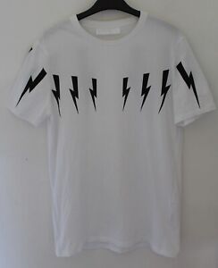 White / Black Neil Barrett thunderbolt short sleeve tee shirt - small slim fit
