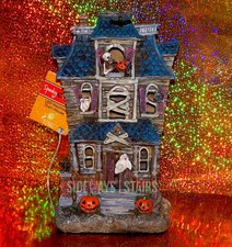 LIGHT-UP HAUNTED HOUSE HALLOWEEN DECORATION 10" spooky ghosts skeleton horror