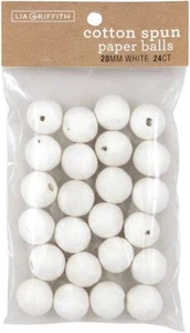 Lia Griffith Baumwollspinnpapierkugeln 20 mm 24/Pkg - weiß - Bild 1 von 1