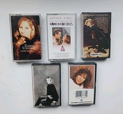 Lot of 5 Barbara Streisand Cassette Tapes Easy Listening Pop Foto 1 de 2