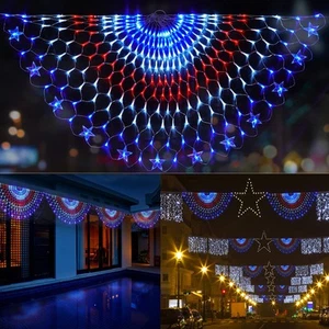 DDMY American Flag Lights with 243 Super Bright LEDs - Waterproof Patriotic L... - Picture 1 of 7