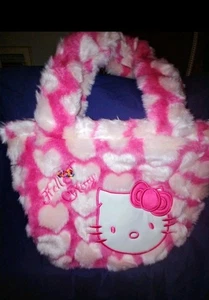 Hello Kitty rosa Kunstfell Beuteltasche Schultertasche groß Plüsch Schulter Damen neu ohne Etikett - Bild 1 von 8
