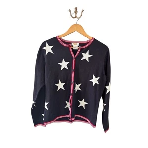 Vintage Talbots MP Stars Cardigan Pullover Navy Blau Rot Weiß Baumwolle Americana - Bild 1 von 5