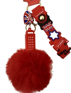 Llavero pompón temático de Londres | Lindo recuerdo de viaje con dijes e iconos británicos - Imagen 1 de 11