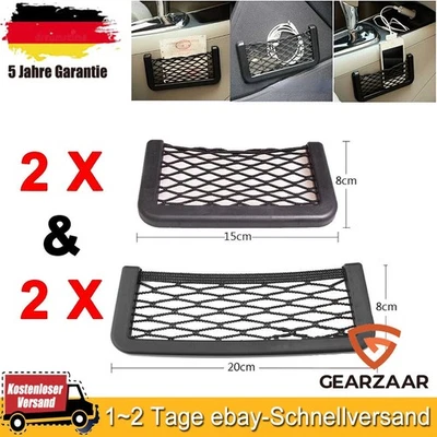 4x Auto Netztasche Klett Organizer Kofferraumtasche Ablagenetz KFZ Stretch Fach - Bild 1 von 4