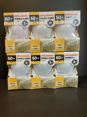 Lot/6 Sylvania 60W 120V Decorative Globe Double Life Light Bulb Soft White G25 - Image 1 of 4