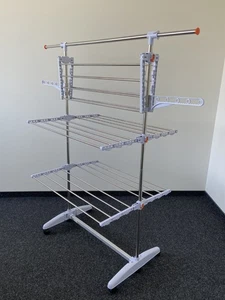 Stendibiancheria Asciugatrice a Torre Pieghevole Bianco con Ruote - Sechoir TV - Foto 1 di 6