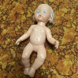 Vintage Ideal Toy Company Baby Puppe blaue Augen Getränke nass kleine Tränen 12 Zoll - Bild 1 von 8
