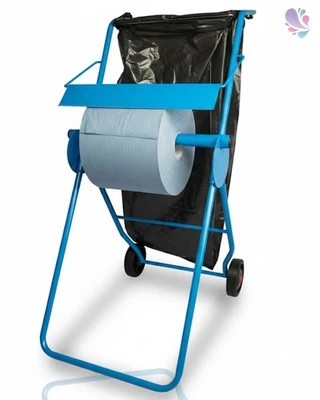 BLANC HYGIENIC Putzrollenhalter FIX, fahrbar, mit Abfallsackhalterung, für Putzrollen bis 40 cm