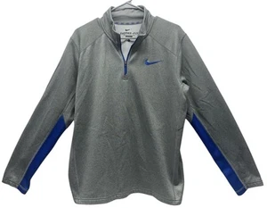 Nike Sweatshirt Men Sz: M Gray Blue Pullover Sweater Quarter Zip Therma Fit Golf - Picture 1 of 10